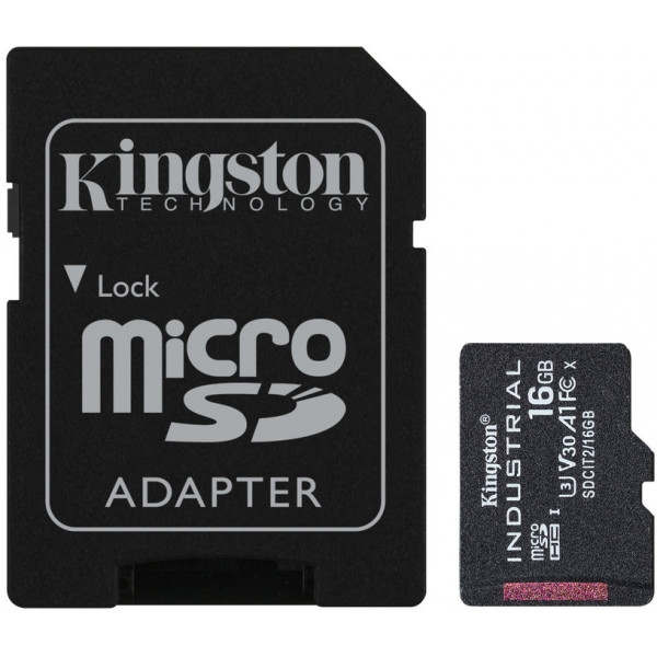 Карта пам'яті Kingston 16GB microSDHC Industrial C10 A1 pSL C Card + SD Adapter (SDCIT2/16GB)