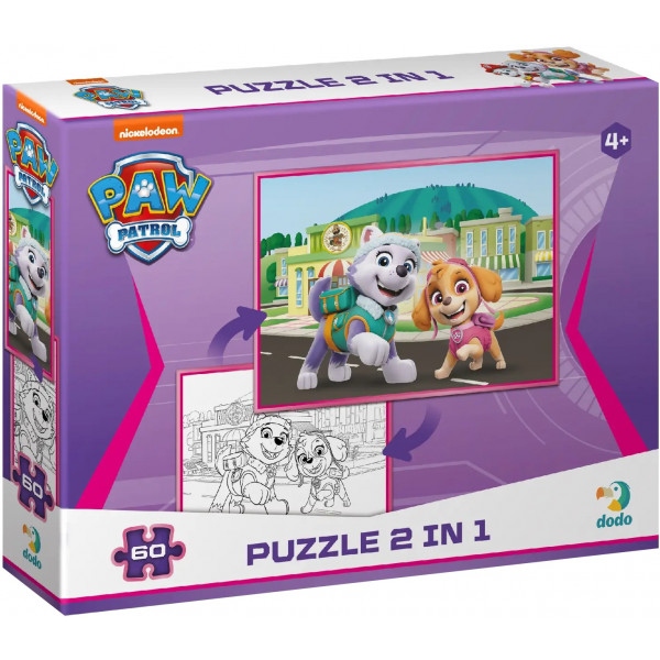 Пазли картонні (3-4 роки) Dodo 2 в 1 Paw Patrol (60 елем.) (200161)