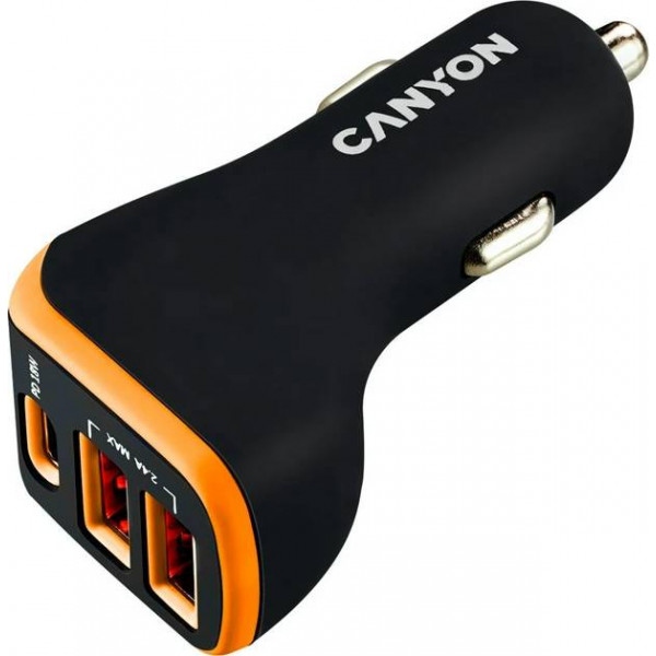 Автомобільний зарядний пристрій Canyon Universal 3xUSB (CNE-CCA08BO)