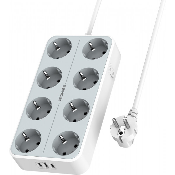 Мережевий фільтр Promate Powercord8eu-4m.White