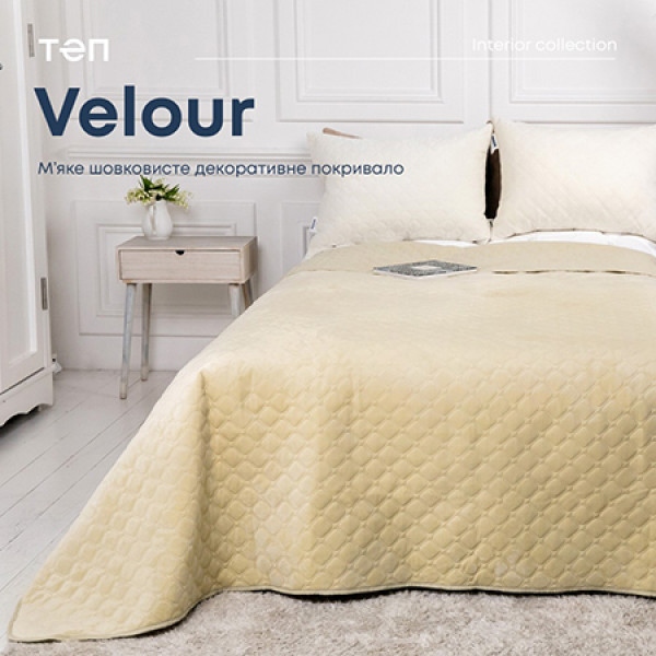 Покривало двоспальне ТЕП Velour 220х240 см Бежевий/Ромб круглий (4-00517_22457)