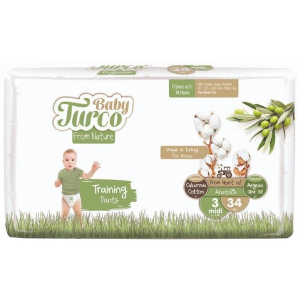 Одноразові підгузки-трусики Baby Turco Midi (5-9 кг) 34 шт. (8682241200672)