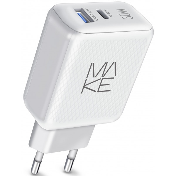 Мережевий зарядний пристрій MAKE 30W PD+QC White (MCW-326PWH)