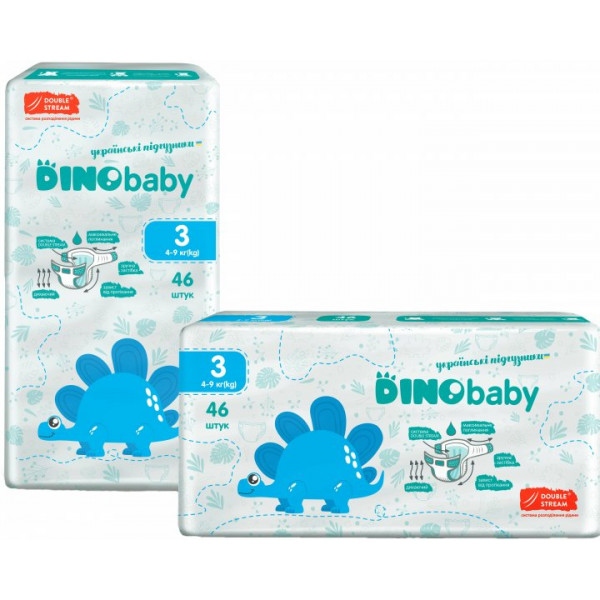 Одноразові підгузки DinoBaby Розмір 3 (4-9 кг), 46 шт. (DB3.607)