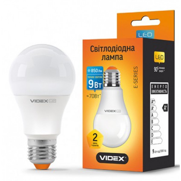 Лампочка світлодіодна Videx A60e 9W E27 3000K 220V (23489)