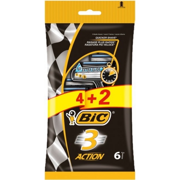 Станок чоловічий одноразовий BIC Action 3 4+2 шт. (3086123399327)