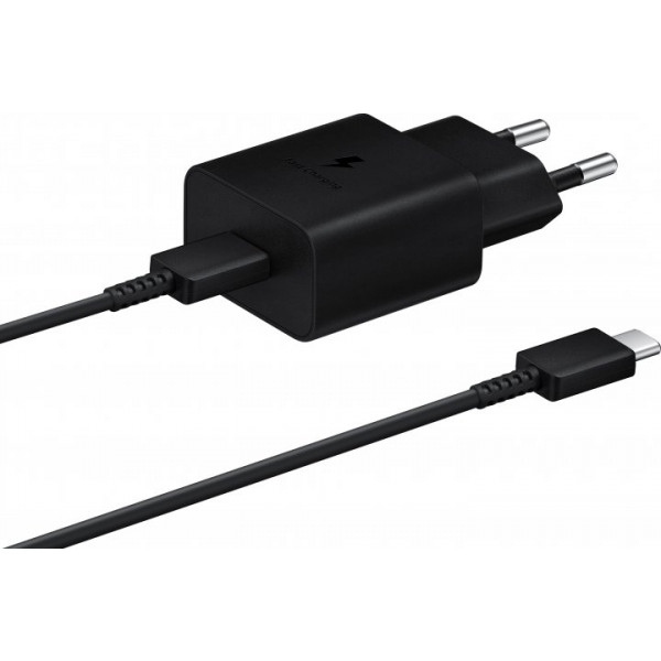 Мережевий зарядний пристрій Samsung 15W Power Adapter with Type-C to Type-C cable Black (EP-T1510XBEGRU)