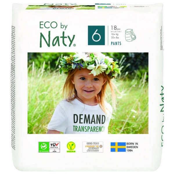 Одноразові підгузки-трусики Eco By Naty Органічні Розмір 6 (16+ кг) 18 шт. (244114)