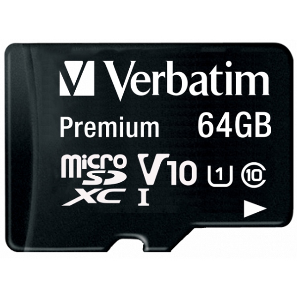 Карта пам'яті Verbatim microSDXC 64Gb Class 10 w/SD adapter (44084)