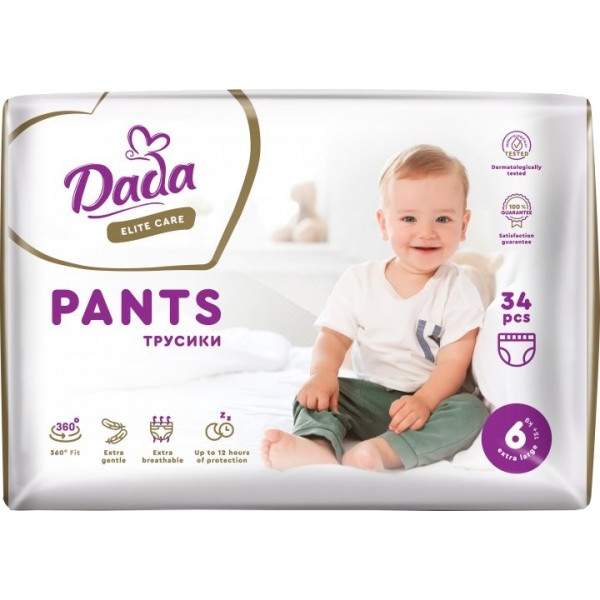 Одноразові підгузки-трусики Dada Elite Care Розмір 6 XL (15+ кг), 34 шт. (980764)