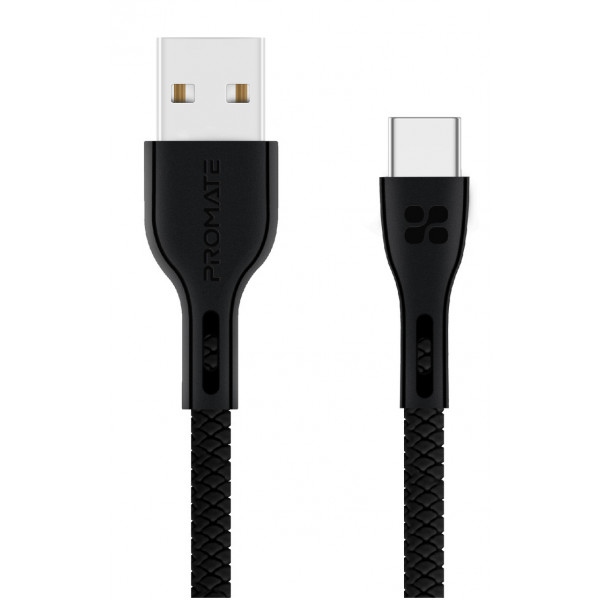 Кабель синхронізації даних Promate USB-USB Type-C Powerbeam-c Black