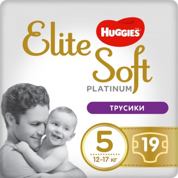 Одноразові підгузки-трусики Huggies EU Elite Soft Platinum Pants Розмір 5, 19 шт. (5029053549194) Європейський товар