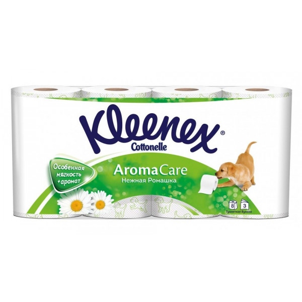 Туалетний папір Kleenex с ароматом Ромашки 8 рулонов (5029053541617)