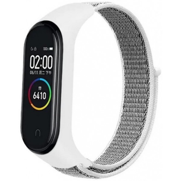 Ремінець для фітнес-браслету BeCover Nylon Style for Xiaomi Mi Smart Band 7 White-Gray (707663)