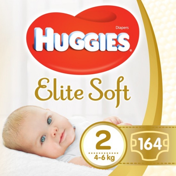 Одноразові підгузки Huggies EU Elite Soft Newborn Розмір 2 (4-6 кг), 164 шт. (5029053549637) Європейський товар