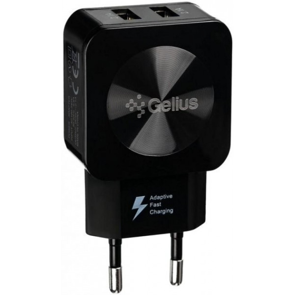 Мережевий зарядний пристрій Gelius Ultra Prime GU-HC02 2USB 2.1A Black+Cable Lightning (91047)