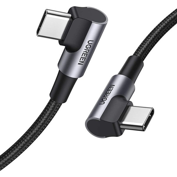 Кабель синхронізації даних UGREEN US323 Type-C-Type-C Both Angled 3A Cable 1 m Gray\Black (70529)