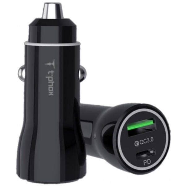 Автомобільний зарядний пристрій T-phox Rapid T-C08 PD20W + QC3.0 18W Black