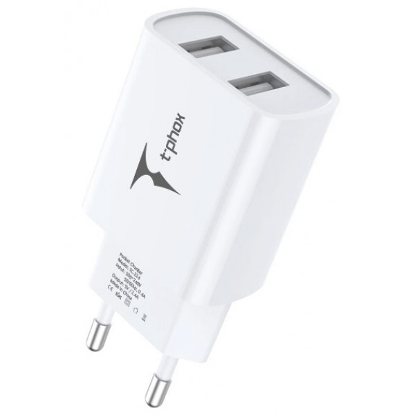 Мережевий зарядний пристрій T-phox Pocket Dual USB White (TC-224 W)