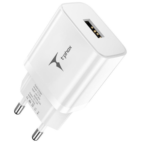 Мережевий зарядний пристрій T-phox Pocket USB White (TC-124 W)