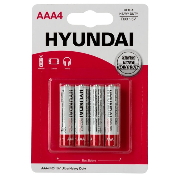 Батарейка тип AAA Hyundai R03 AAA BL4 Heavy Duty (HT7007002)
