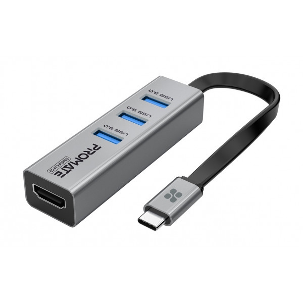 Хаб USB Promate Mediahub-c3.grey