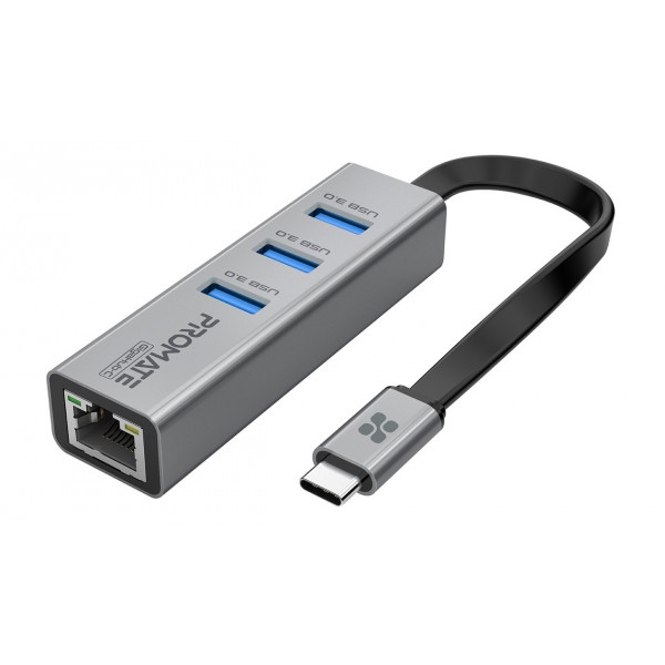Хаб USB Promate Gigahub-c.grey