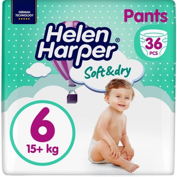 Одноразові підгузки-трусики Helen Harper Soft&Dry Pants Розмір 6 (15 +кг), 36 шт. (271444)