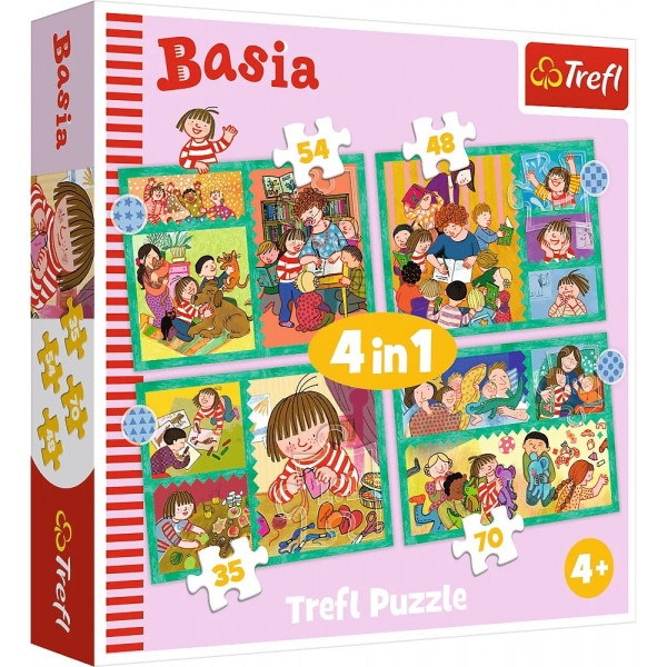 Пазли картонні (3-4 роки) Trefl "Пригоди" / Сім'я Базі (4в1)(34606)