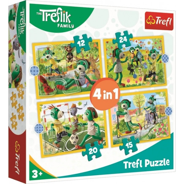 Пазли картонні (3-4 роки) Trefl "Трефлики граються разом" / Сім'я Трефликів - (4в1) (34358)
