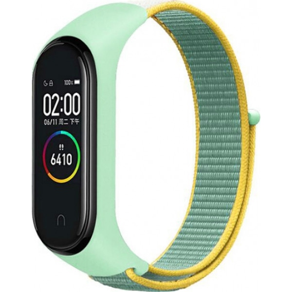 Ремінець для фітнес-браслету BeCover Nylon Style for Xiaomi Mi Smart Band 5 Green/Yellow (705420)