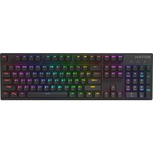 Клавіатура дротова ігрова Hator Starfall RGB Hotswap Gateron Red Switch USB Black (HTK-597)