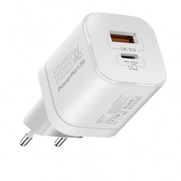 Мережевий зарядний пристрій Promate Powerport-33 White