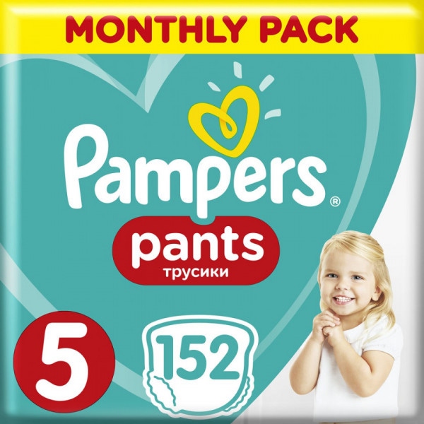 Одноразові підгузки-трусики Pampers Pants Размер 5 Junior (12-17 кг), 152 шт. (81672161)