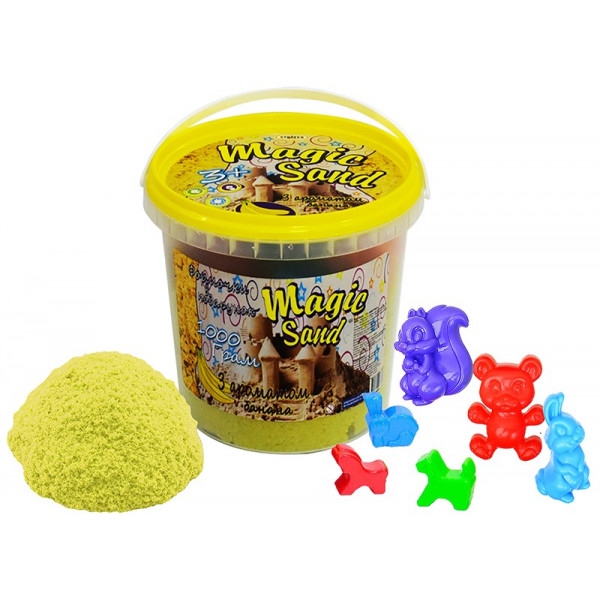 Кінетичний пісок Strateg Magic sand жовтий з ароматом банана. Відро 1 кг (372-12)
