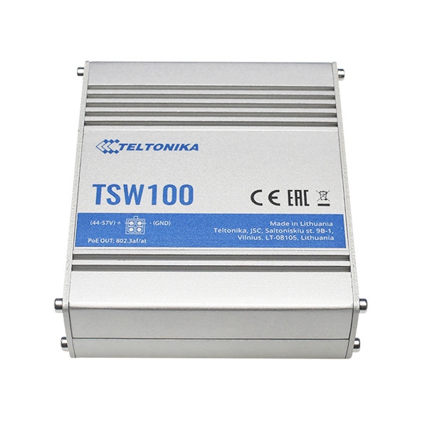 Коммутатор локальної мережі (Switch) Teltonika  4xRJ-45 PoE (802.3af, 802.3at),1xRJ-45,L AN/WAN TSW100