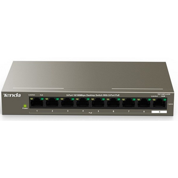 Коммутатор локальної мережі (Switch) Tenda TEF1109P-8-63W