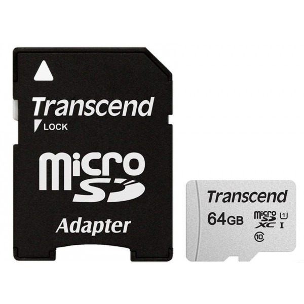 Карта пам'яті Transcend microSDXC 300S 64GB UHS-I U1 + ad (TS64GUSD300S-A)