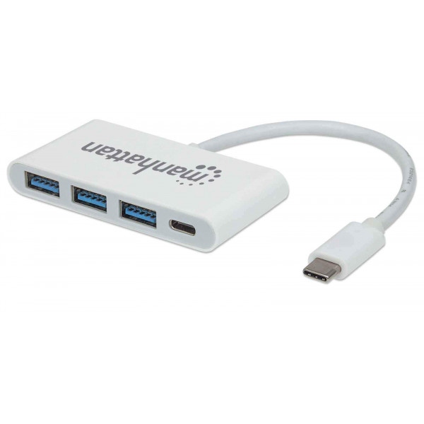 Хаб USB Manhattan Type-C 4-port 3.1 Gen 1 with Power Delivery White (163552)