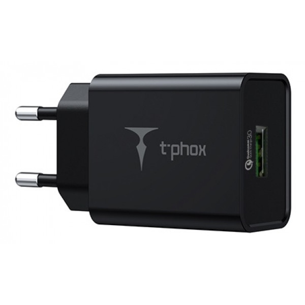 Мережевий зарядний пристрій T-phox Tempo 18W QC3.0 USB Charger Black