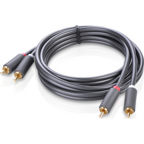 Кабель 3.5 мм - RCA UGREEN AV104 2RCA to 2RCA Audio Cable, 1.5 m Black (10517)