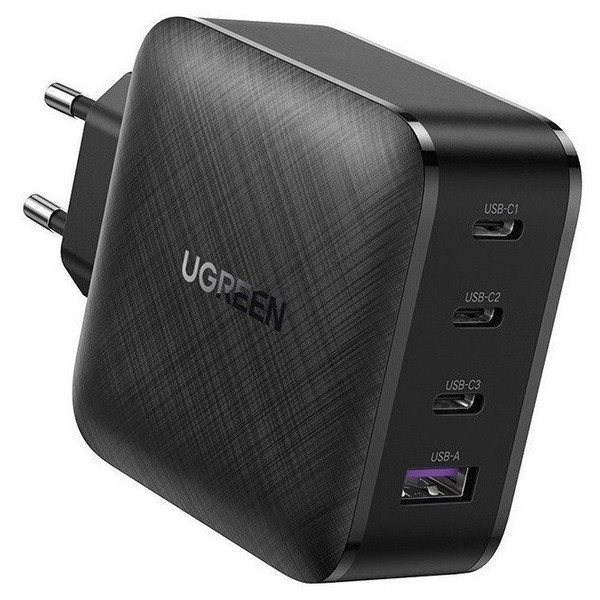 Мережевий зарядний пристрій UGREEN CD224 65W USB + 3xType-C PD GaN Charger Black (70774)