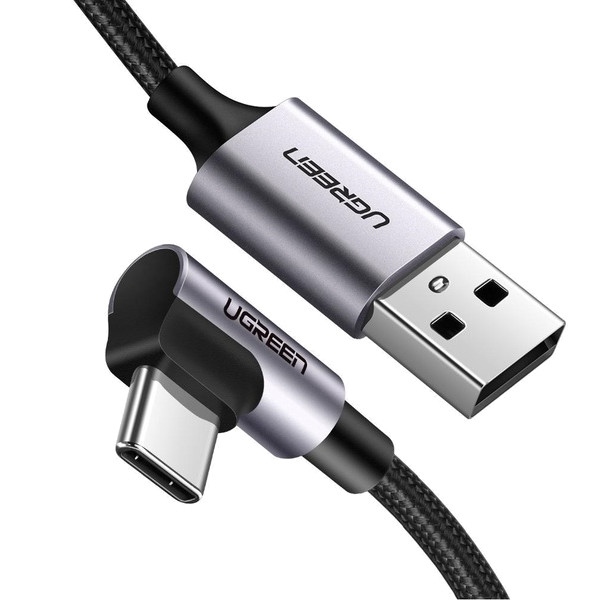 Кабель синхронізації даних UGREEN US284 USB - Type-C Cable Angled Alum. Braid 1 m Black (50941)