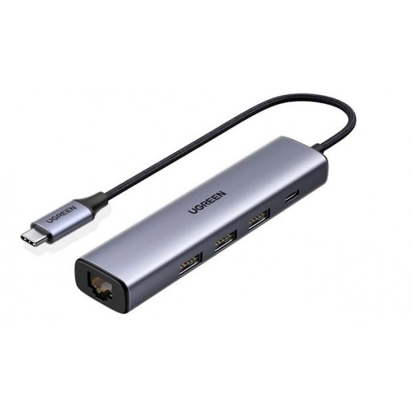 Перехідник USB-C - Ethernet UGREEN USB-C 3.0  xUSB/ Ethernet RJ45 CM475 Gray (20932)