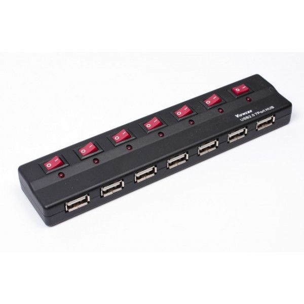 Хаб USB Viewcon VE 411 USB 2.0 (7 ports) с БП Black