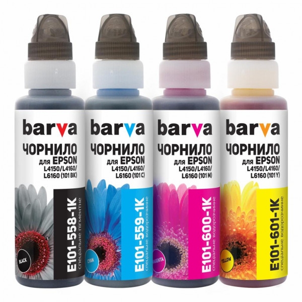 Чорнило BARVA Epson L4150/L4160 (101) B/C/M/Y 4х100 мл OneKey (E101-1K-MP)