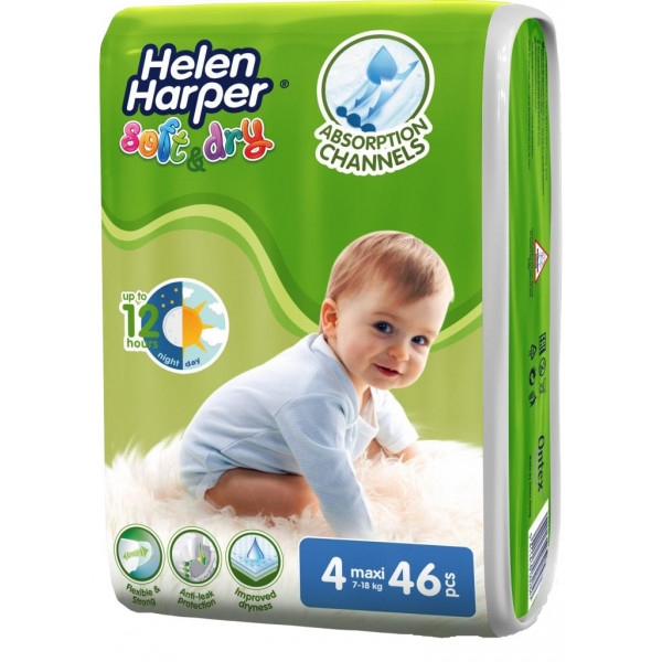 Одноразові підгузки Helen Harper Soft & Dry Maxi 7-18 кг 46 шт. (5411416060130)