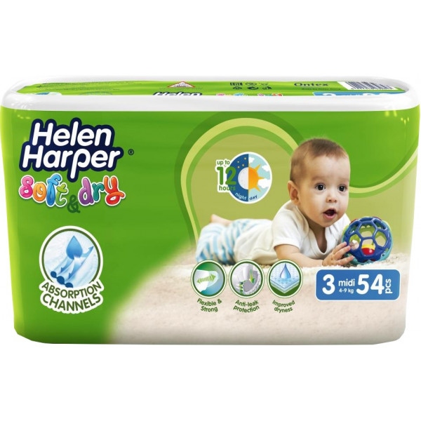 Одноразові підгузки Helen Harper Soft&Dry Midi 4-9 кг 54 шт (5411416060116)