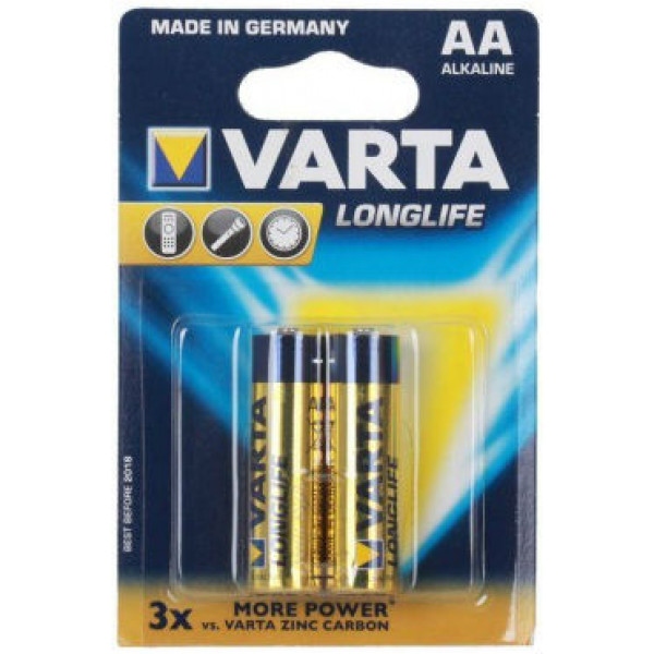 Батарейка тип AA Varta LONGLIFE AA BLI 2 ALKALINE