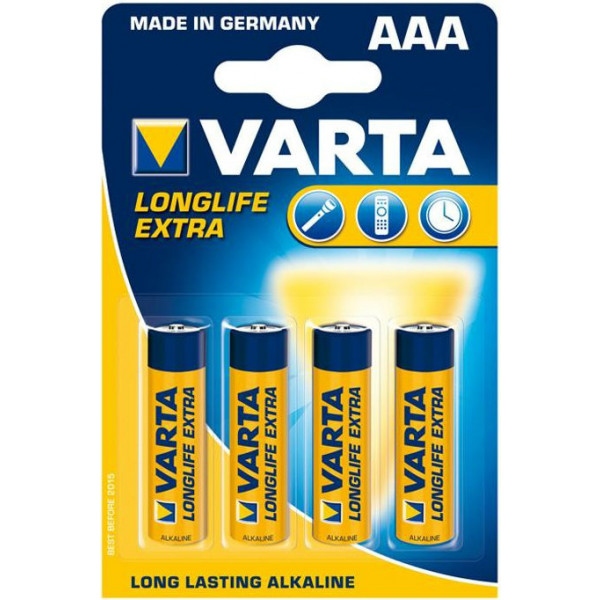 Батарейка тип AAA Varta LONGLIFE AAA BLI 4 ALKALINE